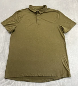 Lululemon Polo Shirt Men Large Brown Evolution Performances Athletic Golf Preppy - Picture 1 of 11
