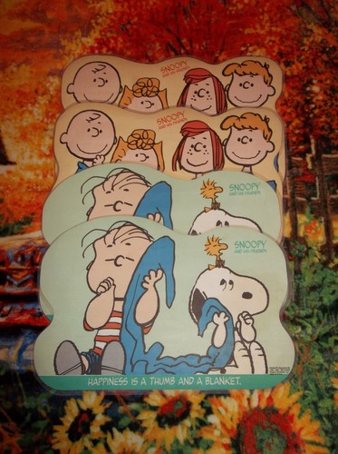 4 Peanuts Snoopy Friends Placemats Happiness is a thumb &amp; getting ...
