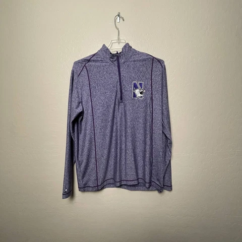 Northwestern Wildcats Antigua Mens Sweatshirt Purple Quarter Zip Stretch L Cover