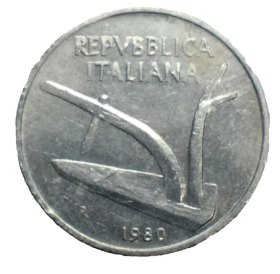 1980 ITALY - 10 Lire Coin - Repvbblica Italiana Ten Lire Vintage Nice Coin - Image 1 of 2