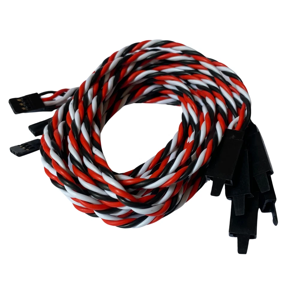(5) 75CM ~2.5ft Twisted 20awg Servo Extension Leads Futaba with Safety Clip - Image 1 of 1