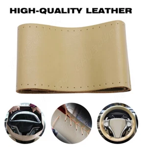 For VOLVO 15" Diameter for Car Auto Steering Wheel Cover Genuine Leather Beige - Picture 1 of 13