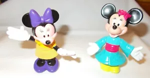 MINNIE MOUSE DISNEY FIGURINES-1 DRESSED IN BLUE KIMONO & 1 IN YELLOW DRESS TOY - Picture 1 of 11