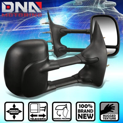 FOR 2003-2014 FORD E150 E250 ECONOLINE PAIR EXTENDABLE MANUAL TOW TOWING MIRROR - Image 1 of 4