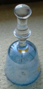 Vintage Crystal Art Walt Disney World Mickey Mouse 5" Blue Glass Bell - Picture 1 of 7