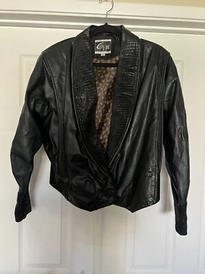 Global Identity G III Vtg Leather Jacket Medium 80’s Moto Biker Style Hip Black - Image 1 of 4