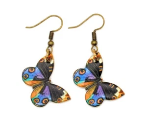 Feathered Flutter: Handmade Peacock Butterfly Earrings - Picture 1 of 1