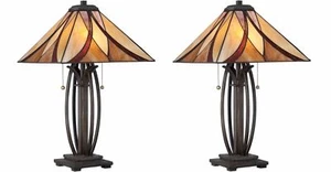 Quoizel TF1180TVA - Asheville 2 Light Tiffany Table Lamp, Bronze Finish - 2 Pack - Picture 1 of 7