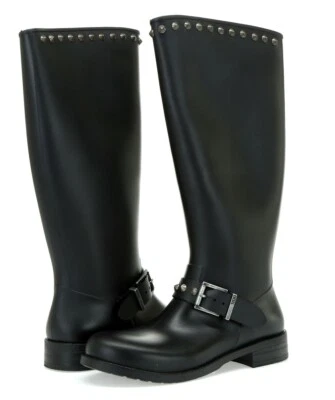 女式 DIESEL 黑色橡胶镶嵌高雨靴扣鞋 37 码全新! — 第 1/4 张图片