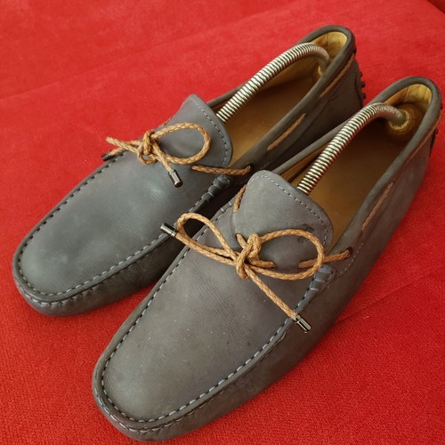 TOD’S Mocassini da guida Tod's da uomo in pelle scamosciata grigia GOMMINO mocassini taglia US 10