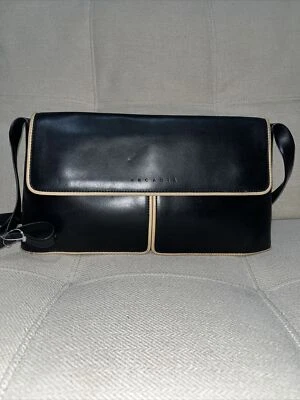 Arcadia  Leather Black / Beige Trim leather shoulder bag ITALY - Image 1 of 4
