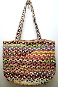 Magid Jute Hobo Boho Rag Bag Shoulder Beach Tote EUC - Picture 1 of 9