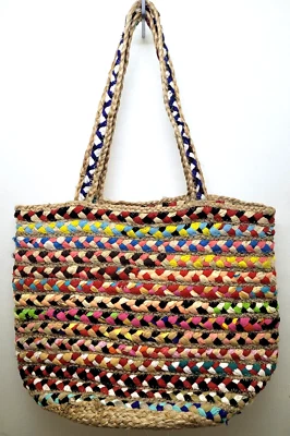 Magid Jute Hobo Boho Rag Bag Shoulder Beach Tote EUC - Image 1 of 4