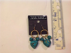 heart turquoise Dangle Earrings 12 pairs. Sold By The Dozen - Picture 1 of 2