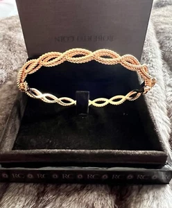 18k Rose Gold Roberto Coin Barocco Oval Cable Twist Bangle $3200 Re. - Picture 1 of 10