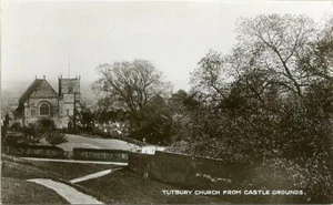 REAL PHOTO POSTCARD OF TUTBURY CHURCH, (NEAR BURTON UPON TRENT), STAFFORDSHIRE - Picture 1 of 2