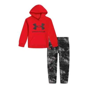 NWT Under Armour Boys Red Graphic Hoodie & Splice Dyed Jogger Pants Size 4 - Picture 1 of 3