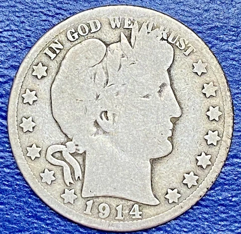 1914-S Barber Half Dollar G Full Obverse Rim Cover