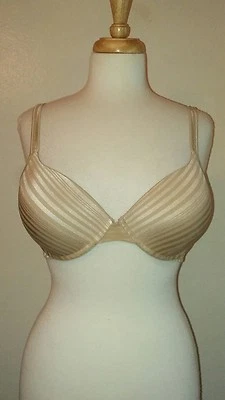 Beige Striped Underwire Bra Sz 38C - Image 1 of 4