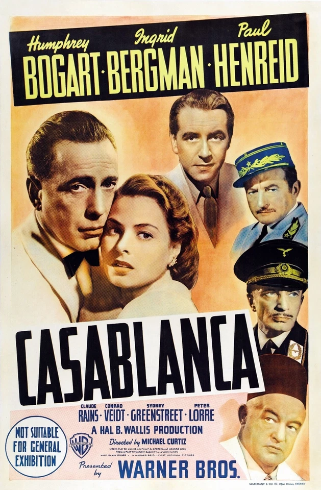 Casablanca movie poster print (c) - 11" x 17" - Humphrey Bogart, Ingrid Bergman