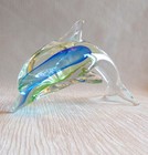 DELPHIN-SKULPTUR  aus MURANO GLAS  BLAU/GRÜN  18 x 11,5 cm groß