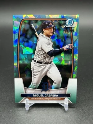 2023 Bowman Chrome Sapphire Miguel Cabrera #58/99 Aqua Tigers 12 - Image 1 of 2