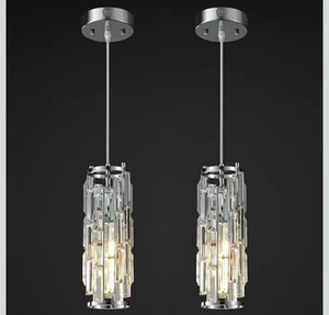 2 Pack Pendant Lights Modern Chrome Pendant Light Mini Crystal JP-001-I - Picture 1 of 11