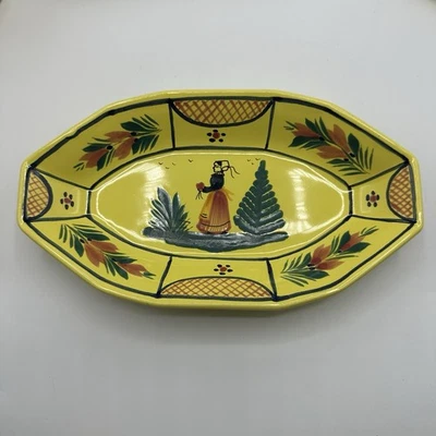 Plato pequeño octágono amarillo HB Quimper Soleil plato 9,25” x 5” de colección Foto 1 de 4