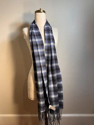 Pendleton Woolen Mills 100% Lana Bufanda Azul Tartán Cuadros Hecho en EE. UU. Foto 1 de 4