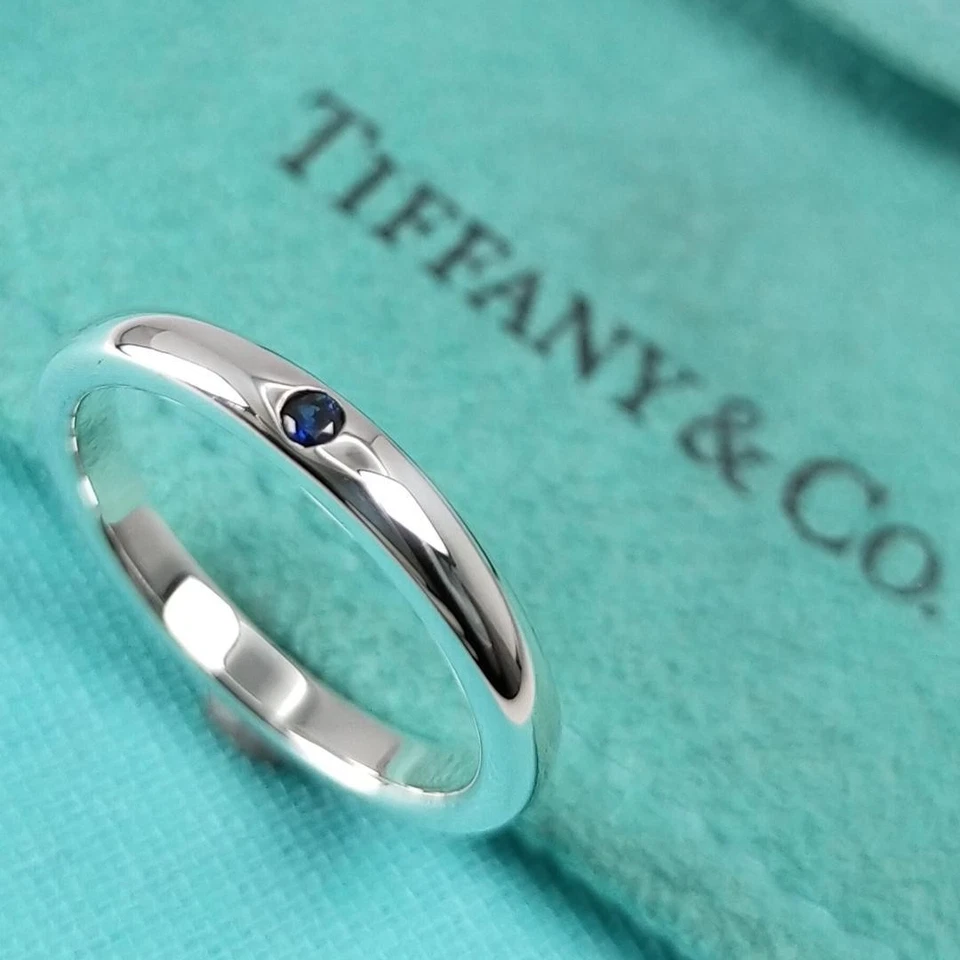 Anillo Tiffany & Co Plata Esterlina Elsa Peretti Zafiro Azul Pila Talla 5.5 Foto 1 de 4