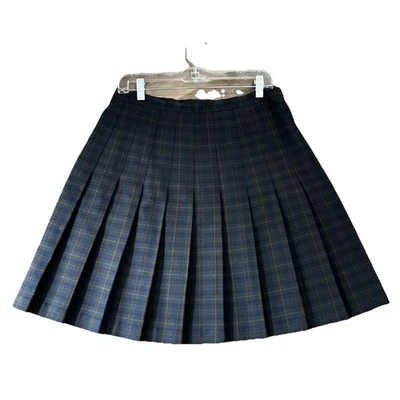Briggs NewYork Blue Tartan Kilt Pleated Skirt Side Zip 30" Waist Length 20.5 USA - Image 1 of 4