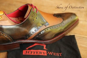 Zapatos con cordones Jeffery West de cuero marrón tostado Derby Brogue UK 8 US 9 EU 42 - Imagen 1 de 10