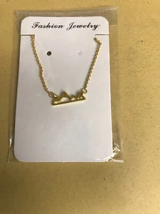 Gold Mountain Necklace Adventure Mountain Charm Boho Fashion Jewelry 17”-19” - Picture 1 of 7