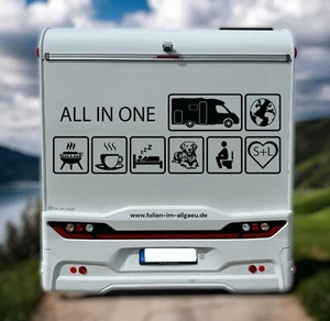 ALL IN ONE - Hund - Aufkleber Wohnmobil / Wohnwagen - Schwarz matt - Bild 1 von 6