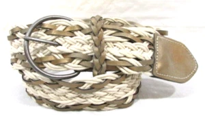Cintura boho Y2K larga intrecciata oro e avorio taglia 11 adatta a una vita 34" - Foto 1 di 6