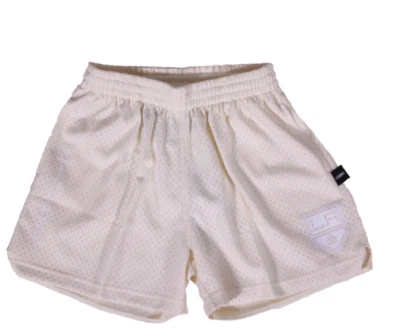 LA Kings Women's Mitchell & Ness Dune Jump Shot Shield Logo Cream Shorts M NWT — 第 1/4 张图片