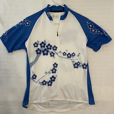 Sugoi Cycling Sakura Jersey Large Blue White  Short Sleeve - Image 1 of 4