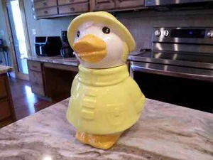 1960s Metlox Puddles the Duck in Yellow Raincoat Large Cookie Jar Ceramic Rare - Picture 1 of 12
