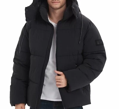 OUTDOOR UNITED Men's 4-Way Stretch Quilted Puffer Jacket Detachable Hood Black L - Image 1 of 4