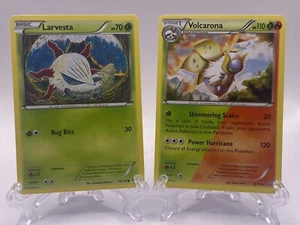 Pokémon TCG Larvesta 14/114 & Volcarona 15/114 Steam Siege Non-Holo - LP - Imagen 1 de 2