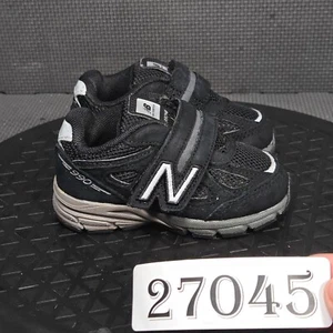 New Balance 990v5 Shoes Toddler Sz 4 Black Suede Hook & Loop Trainers Sneakers - Picture 1 of 9