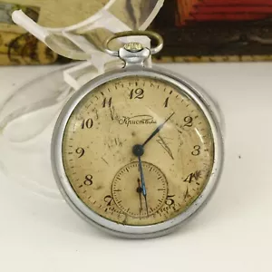 Orologio da tasca a faccia aperta Cristallo molnija Precision anni '60 orologio fabbrica URSS - Foto 1 di 8