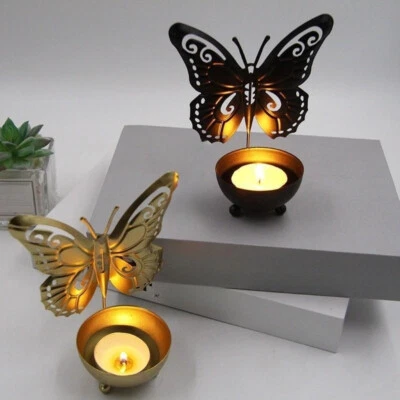 1PC Butterfly Iron Candlestick Vintage Style Candle Holder Metal Craft Ornament - Image 1 of 4