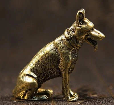 Estatuilla de perro fortuna de cobre de latón Lucky Puppy decoración de oficina en casa Foto 1 de 4