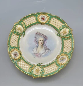 Lovely Antique Signed Sevres Porcelain Handpainted Portrait Plate Mme Samballe - Picture 1 of 5