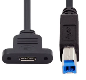 USB B 3.0 to Micro B 3.0 Screw Mount Extension Cable 5Gbps | Male to Female 0.5m - Picture 1 of 7