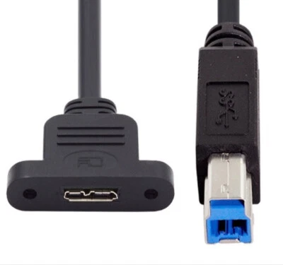USB B 3.0 to Micro B 3.0 Screw Mount Extension Cable 5Gbps | Male to Female 0.5m - Image 1 of 4