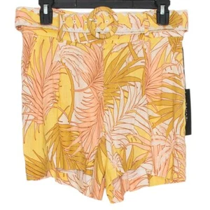 NWT Tahari Shorts Linen Resort Tropical Retro Beach Coastal Summer 70s Yellow 8 - Picture 1 of 5