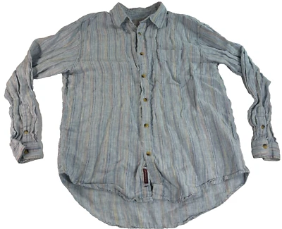 Рубашка на пуговицах мужская The Territory Ahead льняная в полоску с длинным рукавом размер большой - Изображение 1 из 4