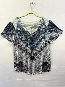 Time And Tru Bluse Oberteil Mädchen XL (16-18) Mehrfarbig Blumen Spitze Ausschnitt Pullover - Bild 1 von 6